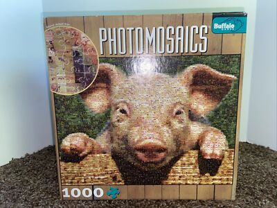 Photomosaics Pig Buffalo Games 1000 Piece Jigsaw Puzzle Farm Animals Piglet NEW