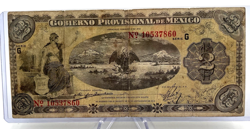 Billete de 2 Pesos Gobierno Provisional De México Serie G 1914. Lote.139
