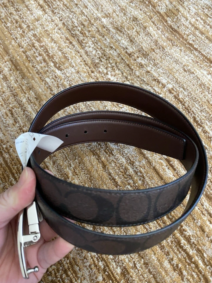 Coach Mens Dress Plaque Cut To Size Reversible Belt In Signature Canvas F64828 - Image 3 of 4