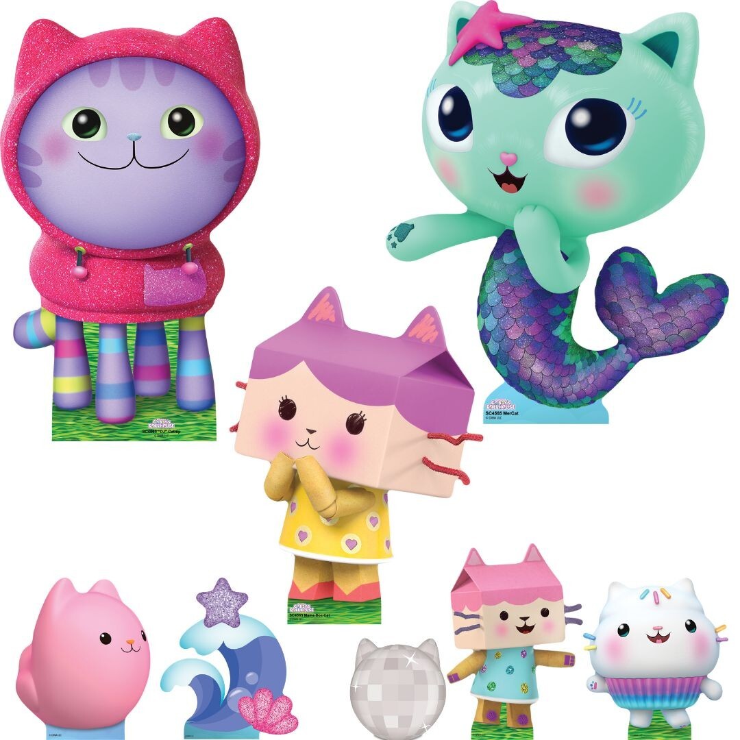 DJ Catnip, Mama Box, MerCat from Gabby's Dollhouse Cardboard Cutout Multi Pack
