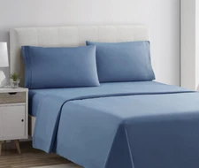 Clara Clark Microfiber 4 pc King Blue Heaven Sheets Allergy Free Premier Set
