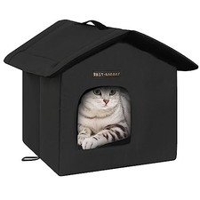 Weatherproof Outdoor Cat House, Feral Shelter, 100 Insulated Foam, Black
