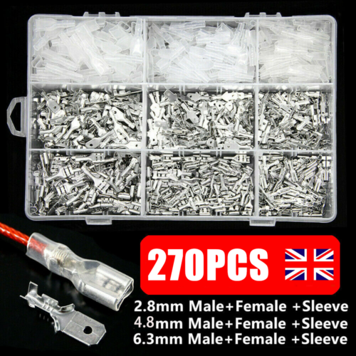 270X Male Female Terminals Assorted Electrical Wire Crimp Connector Spade Kit