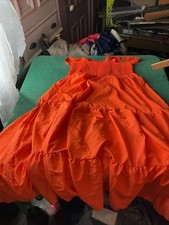 SHEIN Curve Women's Size 2XL Orange Strapped Long Tiered Tube Dress