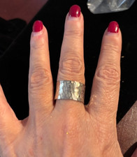 Vintage Sterling Silver 925 1BB Hammered Band Ring Size 8.5 6g