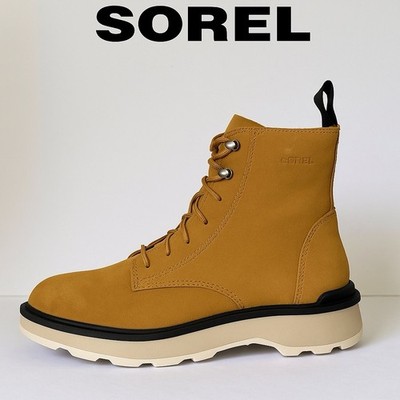 Sorel Women s Hi-Line Lace Up Waterproof Suede Boots Tan Nubuck Geo Yellow Jet S