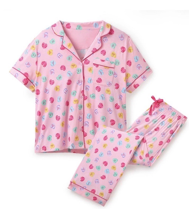 1X Juego de Pijama Corazones de Caramelo Parques Disney Día de San Valentín Mickey Minnie Nuevo con Etiquetas Plus
