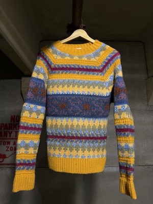 Acne Studios Yellow Striped Jacquard Crewneck Sweater (AW18) Size Small