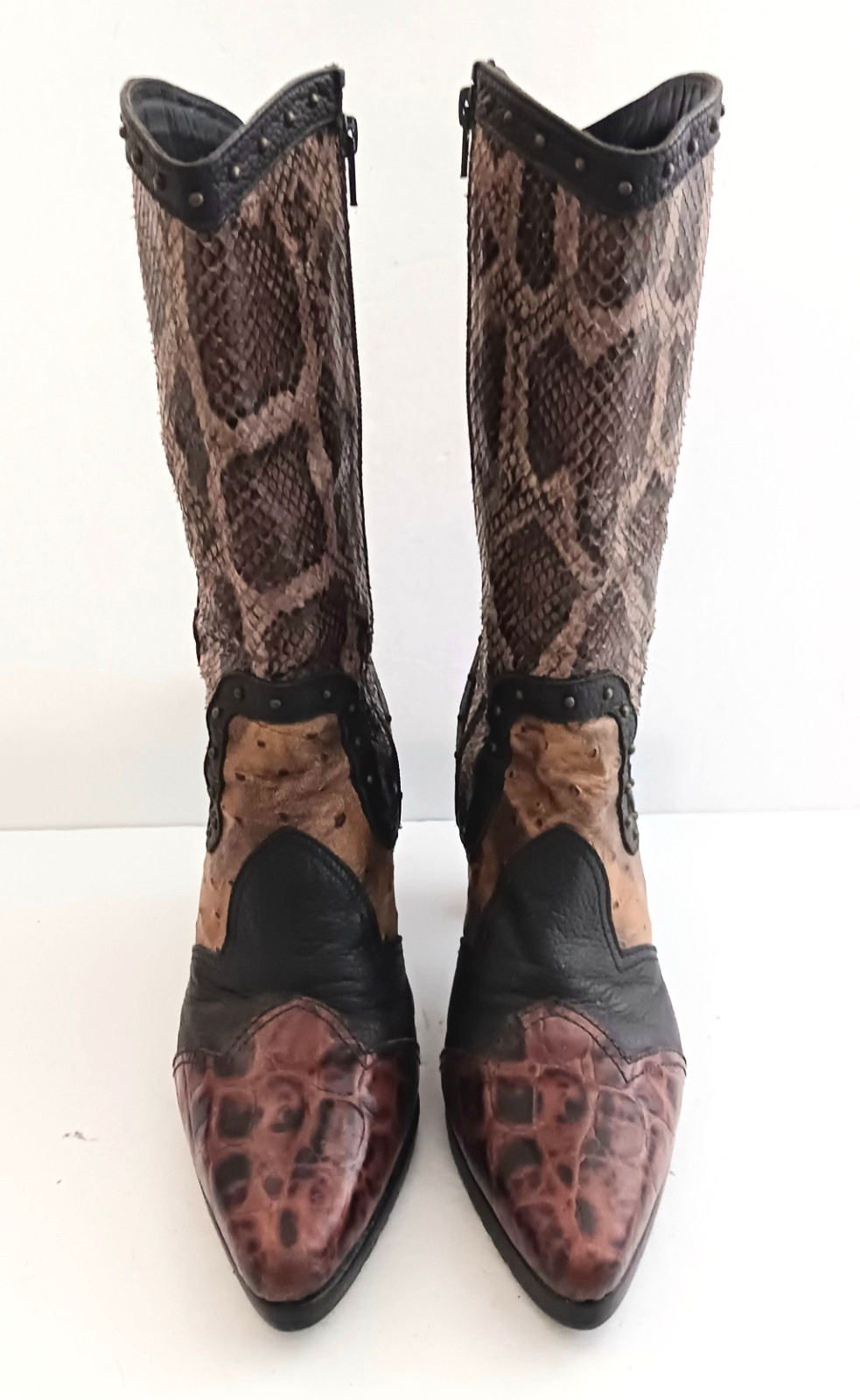 Stuart Weitzman Stampede Brown Croco Python Ostri… - image 3