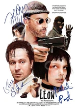 Natalie Portman Jean Reno Gary Oldman The Professional Autograph Photo RP Poster