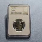 1961 NGC PF67 PROOF WASHINGTON QUARTER 90 PERCENT SILVER COIN 25 CENT