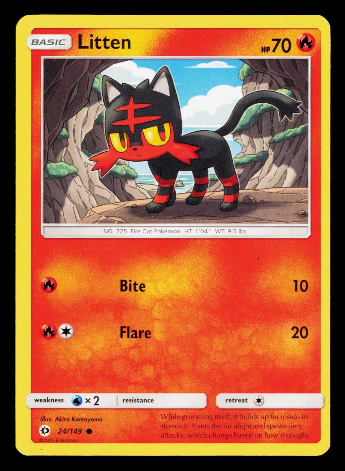 Litten 24/149 Common SM Base Set Pokemon Near Mint