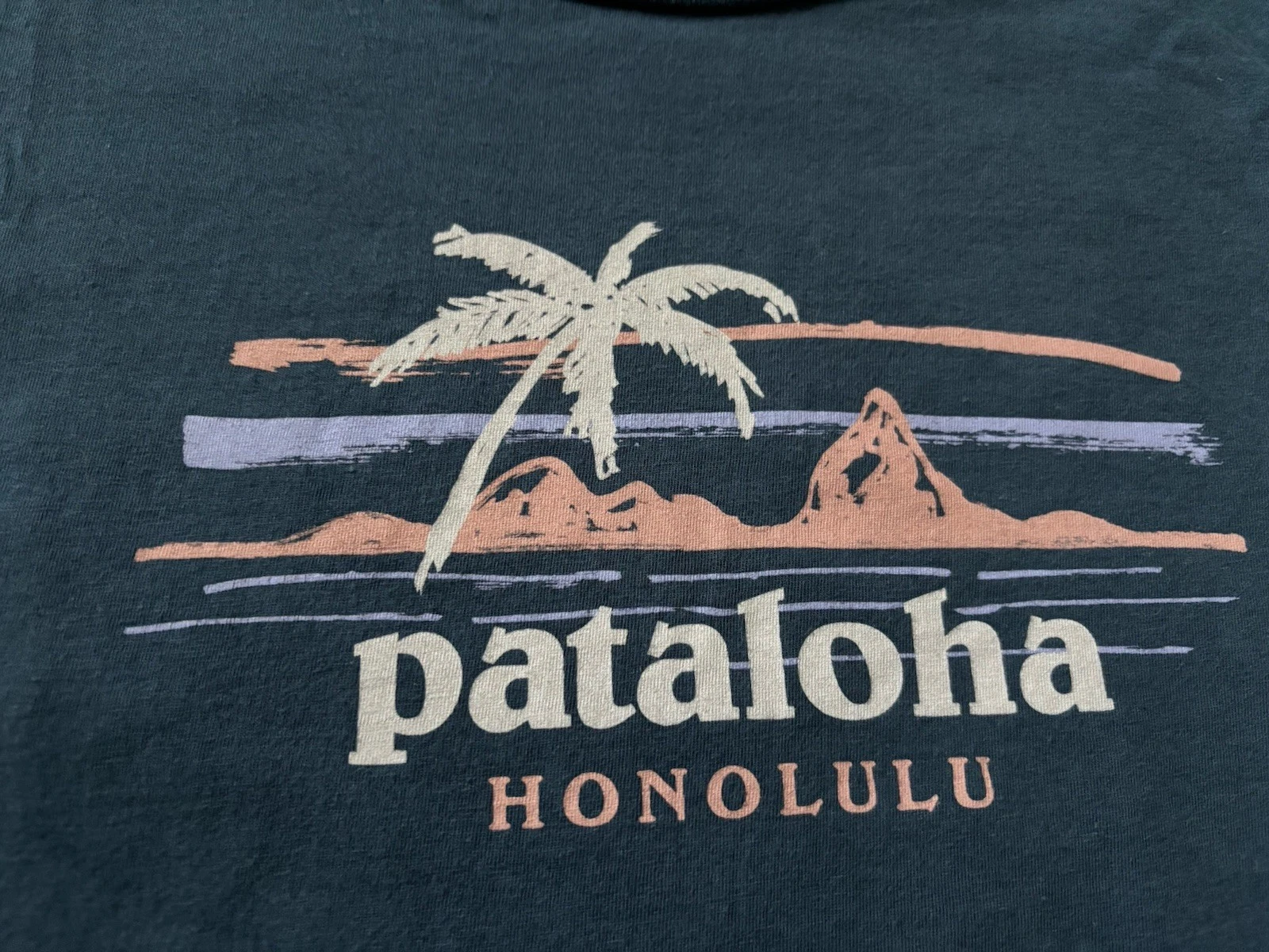Patagonia Pataloha HONOLULU Hawaii Palm Tree Vacation Road trip Surf T-shirt L