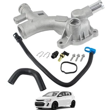 Upgrade Aluminum Engine Water Outlet Thermostat Housing Kit & Hose ... Fast Ship