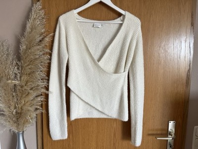 Vila Damen Pullover ~ Gr. M ~ Wollweiß ~ Sweater ~ Wickeloptik ~ Top Zustand