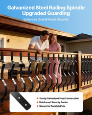 61 Pack 32" Metal Deck Balusters Wavy Railing Spindles Black Steel