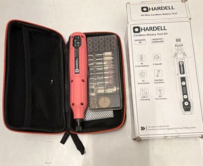 HARDELL 4V Mini Cordless Rotary Tool Kit Pink 61pc USB-C Variable Speed