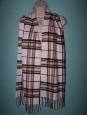 Womens Mens Winter Cashmere feel white plaid Scarf 12 x 72 NEW a lot 5