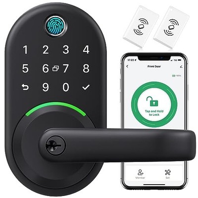 Smart Door Handle Lock with Keypad:  Fingerprint Smart Knob - Keyless Entry 