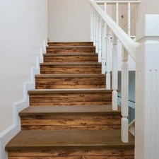 funlife 10 Strips Self Adhesive Stair Stickers, Peel and Stick Vinyl Stair Ri...