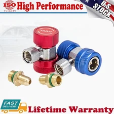 NEW High &Low Quick Couplers Adapters Auto A/C Manifold Gauge Conversion Adapter
