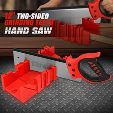 Deluxe Miter Box with 12" Hand Saw Set Increase Durability Sharpness Precise Cut