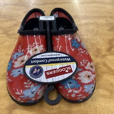 Sloggers Women's 7 Floral Fun Coral Waterproof Slip-On Garden Shoes Made In USA