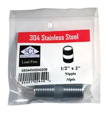 Smith-Cooper 4632101020 Stainless Steel Lead-Free Nipple 1/2 MPT x 2 L in.