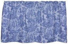 Victoria Park Toile 68-Inch-by-24 Inch Tailored Tier Curtains, Blue