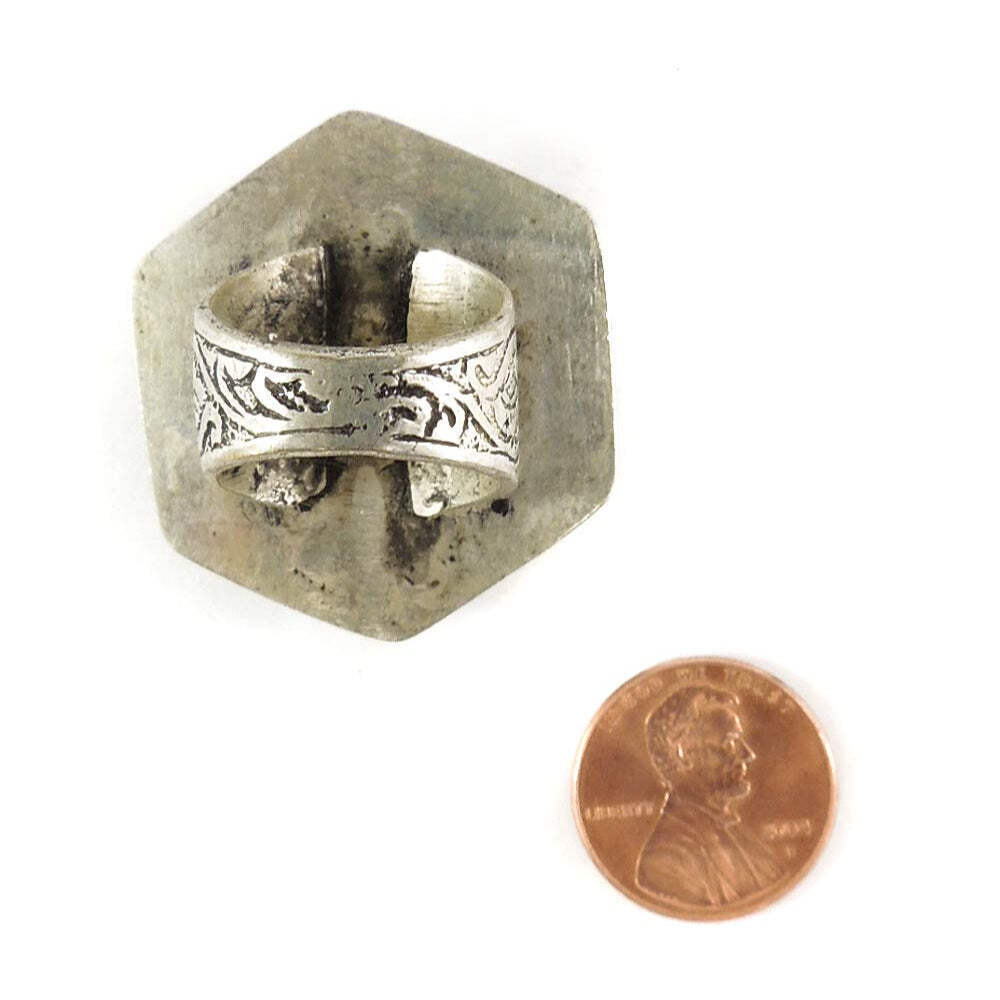 Red Stone Repoussé Adjustable Ring Afghanistan - image 3