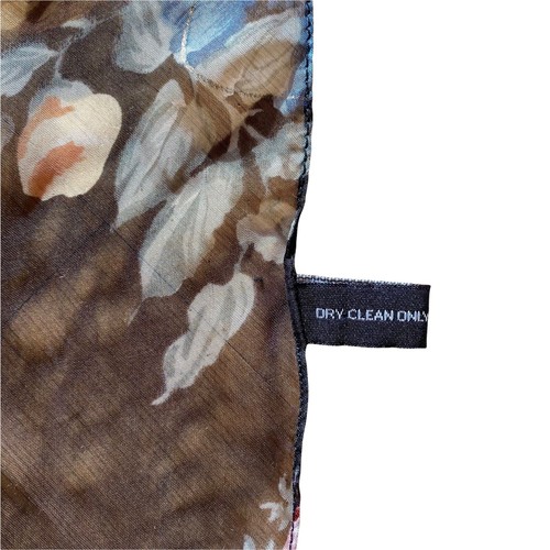 "Bufanda negra floral flores transparente rectangular 13x57"" hecha en India" - Imagen 3 de 4