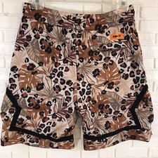 ROKIT Aloha Cheetah Shorts Elastic Waist Beach Shorts Sz L USA Made Lined Mesh