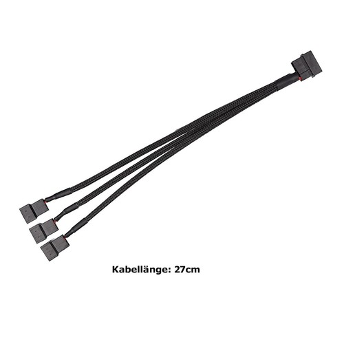 M34 4 Pin Molex to 4 x 3 / 4-Pin PMW 12V PC Case Fan Power Cable - Picture 5 of 12