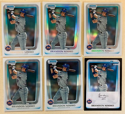 2011 Bowman Draft 1st Card Refractor Brandon Nimmo x4 + Chrome + Base #63 Mets