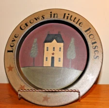 BARBARA LLOYD PRIMATIVE ART PLATE LOVE GROWS IN LITTLE HOUSES VINTAGE