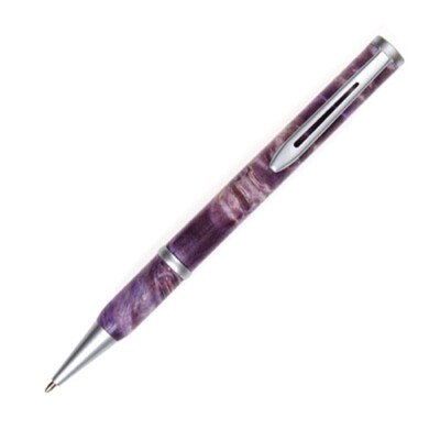 Longwood Twist Pen - Purple Box Elder, Brushed Satin Plating