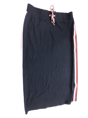 Tommy Hilfiger Midi Skirt Waistband Sport Logo Stripes Navy Blue 