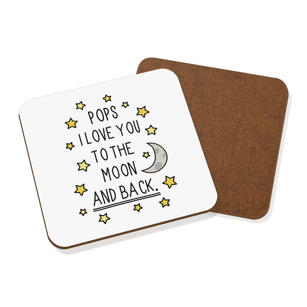 Pops I Love You To The Moon And Back Coaster Drinks Mat - Funny Grandad