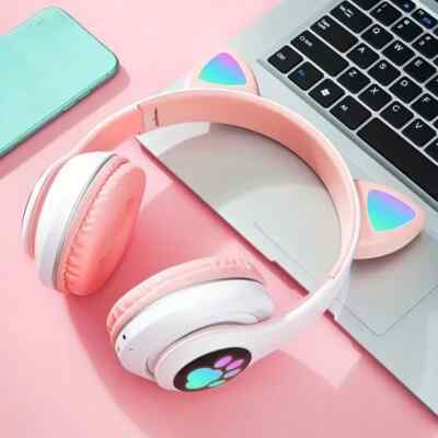 Cat Ears Wireless Music Headphones,Colorful Light