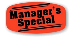 MANAGERS SPECIAL MERCHANDISE store LABELS 1000 PER ROLL FL RED STICKER 
