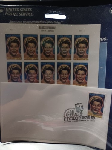 US Ella Fitzgerald Black Heritage 39c Stamp Sheet & FDC 1/10/2007 Scott #4120 - Picture 3 of 3