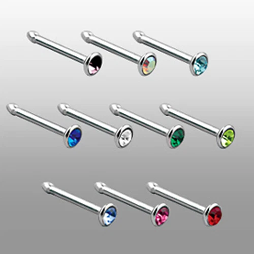 0,8mm Titan Nasen Piercing Stecker gerade mit Kristall Nose stud Nasenstecker - Bild 2 von 3