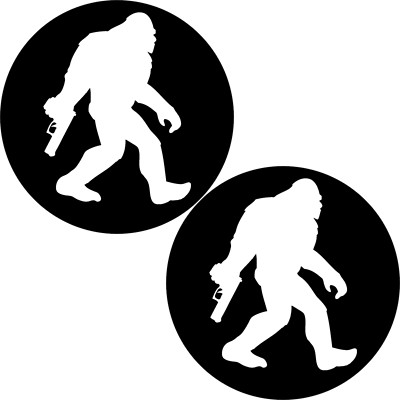 2x Bigfoot Sasquatch With Gun Stickers 3 Inch Second Amendment Bumper Decals