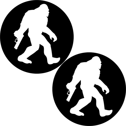 2x Bigfoot Sasquatch With Gun Stickers 3 Inch Second Amendment Bumper