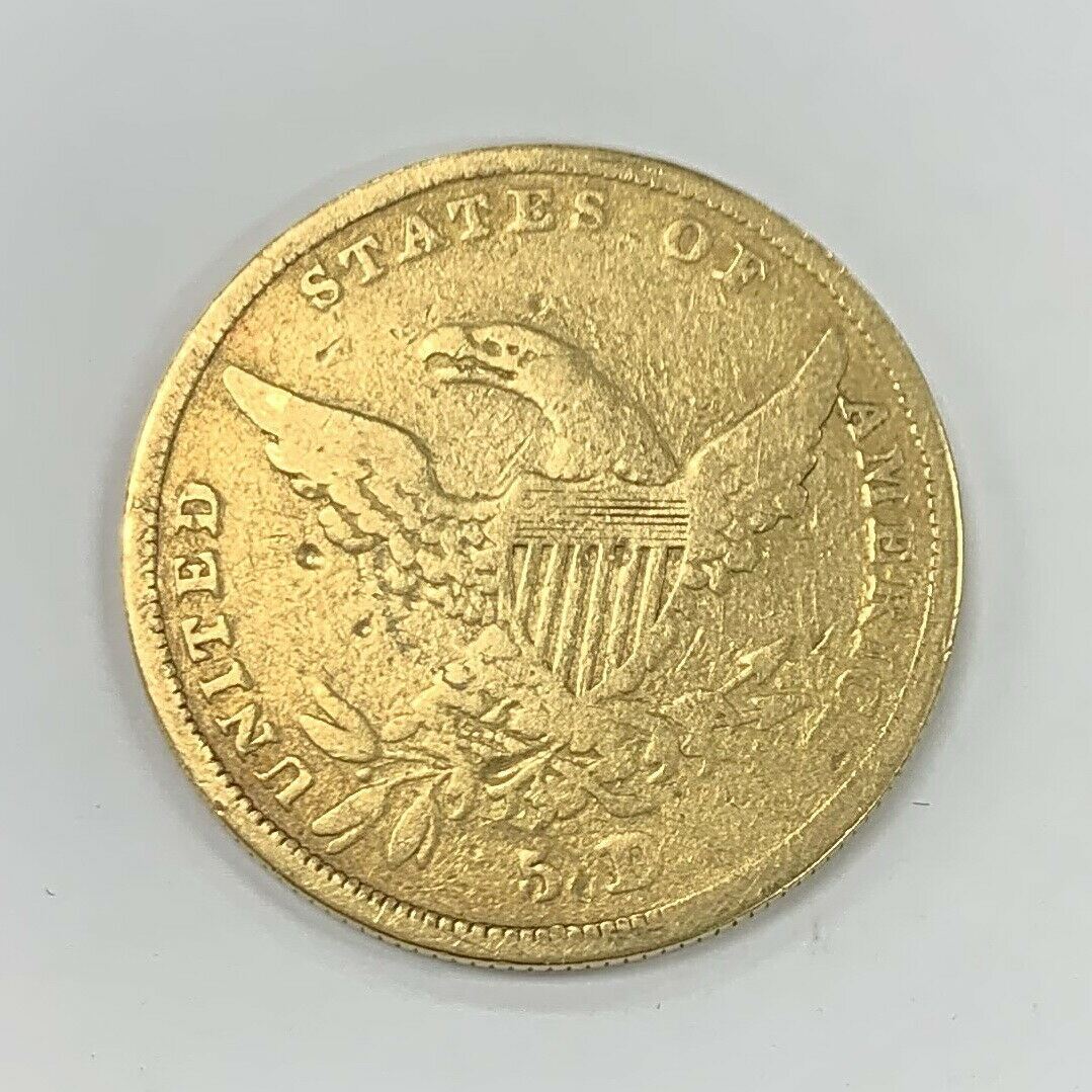 切手05 1836 US Gold $5 Five Dollar Classic Head .2416 AGW 1/4 Oz