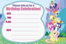 Set of 20 Pony Little -Themed Happy Birthday Invitation Cards  Envelopes - Ligh