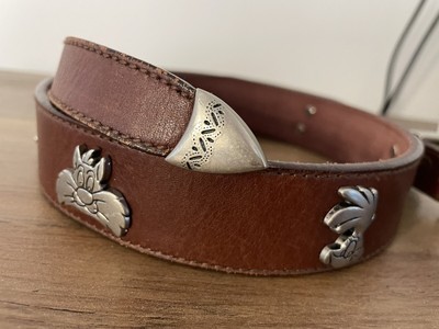 Vintage Looney Tunes Brown Leather Belt WB 1992 Bugs Daffy  display picture 1