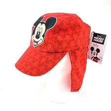 Disney Mickey Mouse Hat with Neck Sun Shield Kids Youth Child One Size Red NWT