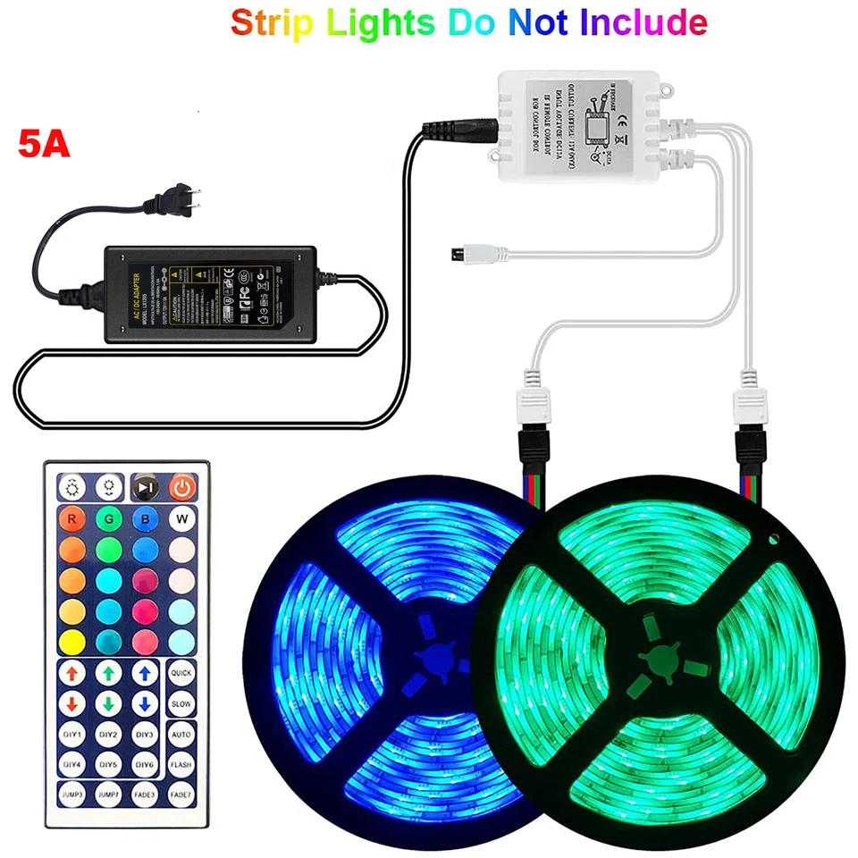 44Key IR Controller+Power Supply Adapter For 2835 3528 5050 RGB LED Strip Lights - Image 3 of 4