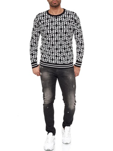 Redbridge Maglione Uomo Maglia Pullover Felpa Sweater Allover R Logo M3096 - Foto 5 di 33